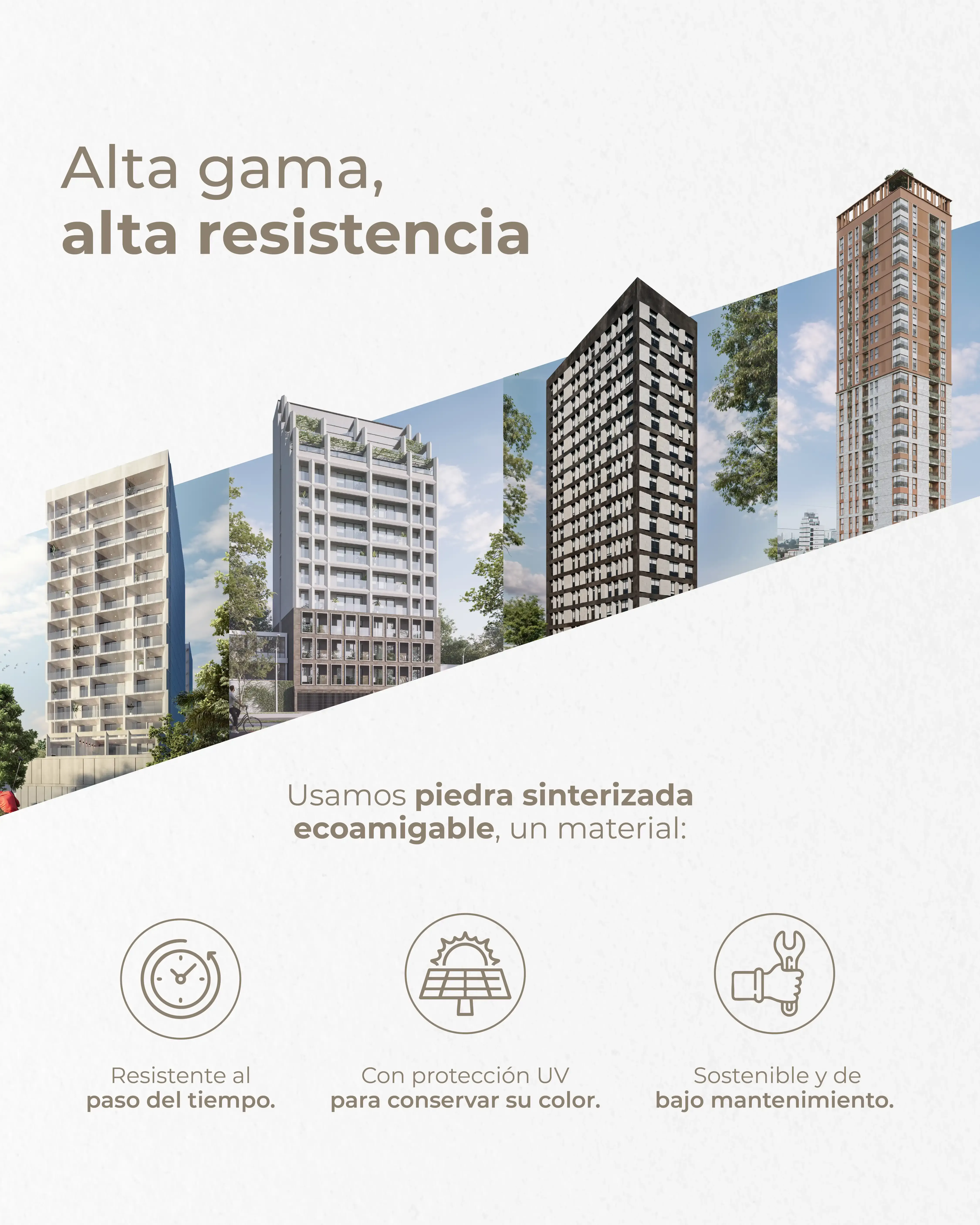 Composicion editorial de R2O sobre alta gama, alta resistencia y piedra sintetizada ecoamigable